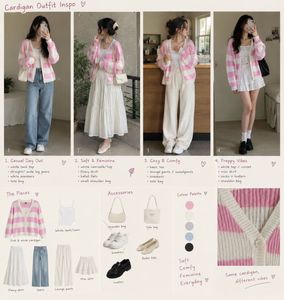 H&amp;M Pink &amp; White Striped Cardigan