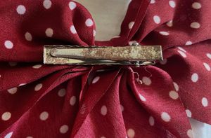 Red Polka Dot Fabric Bow Hair Clip