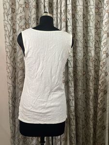 White Ribbed Sleeveless Camisole Top