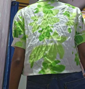 Green Floral Print Shirt &amp; Tube Top Set