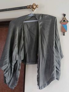 Elegant Grey Open Front Kimono