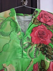 Vibrant Floral Print Kurta with Lining