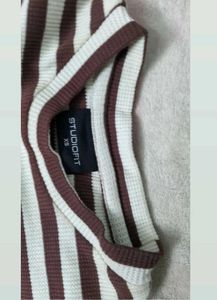 Striped Knit Midi Dress with Side Slit