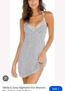 Striped Nightshirt with Lace Trim