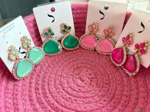 Sparkling Mint Green Stone Earrings