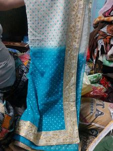 sky blue saree with double shade