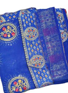 Elegant Royal Blue Embroidered Saree