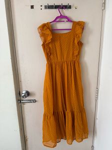 Chic Ruffled Yellow Polka Dot Dress
