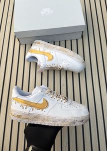 Nike Air Force 1 White Gold Drip Sneakers