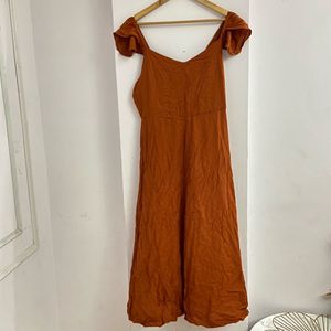 Rust Orange Midi Dress