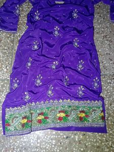 purple silk salwar kameez set with dupatta