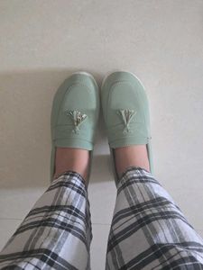 Mint Green Tassel Platform Loafers