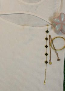 White Ribbed Cut-out One piece
