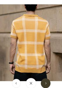 Men's Yellow Checked Polo Shirt