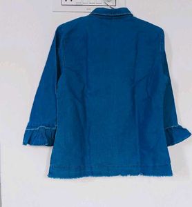💫 Stylist Denim Ruffle Sleeve Shirt