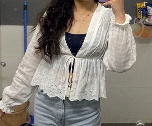Navy Blue Fitted Cropped Top