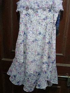 Chiffon Floral Print Cold Shoulder Dress