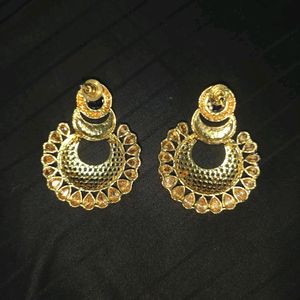 Blue Green Golden Gemstone Earrings