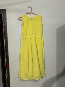 Bright Yellow Georgette Chikankari dress