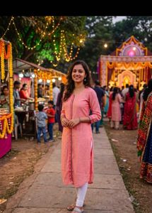 Beautiful Peach Kurta with White Leggings