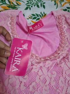 Pink Lace Detailed Kurta