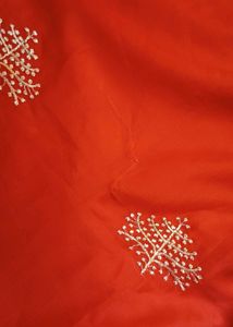 Vibrant Red Embroidered Saree