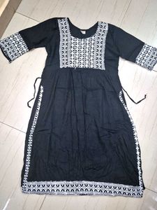 Stylish Black Kurta with White Embroidery