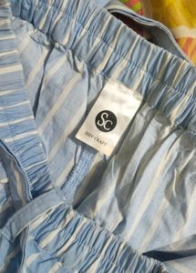 Striped Capri Pants with Tie Belt