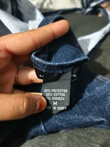 Blue Denim Halter Neck Crop Top