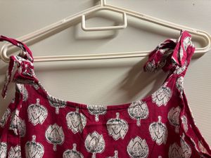 Stylish Pink Printed Cotton Kurti