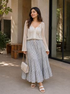 White Crochet Knit Long Sleeve Top