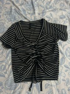 Striped Ruched Crop Top