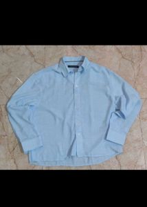 men light blue long sleeve boxy fit shirt