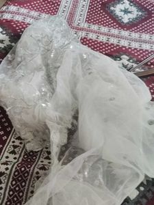 Elegant White Sequined Dupatta