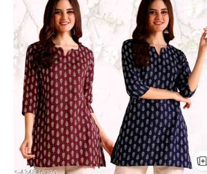Stylish Printed short kurty 😍 (Set of 2) 💙❤️
