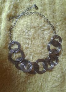Chunky Silver Tone Circle Necklace