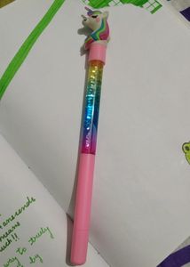 Flowing Glitter unicorn Pen (Pink)