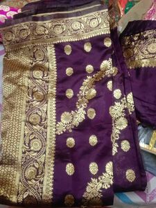 Elegant Purple Banarasi Silk Saree