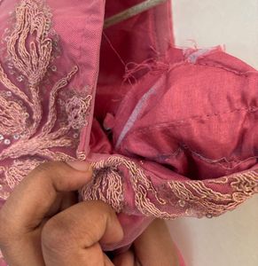 Net Embroidered Pink Gown