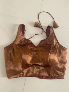 heart line neckline Elegant Brown Embellished Blou