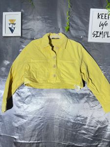 Zara Yellow Cropped denim Jacket