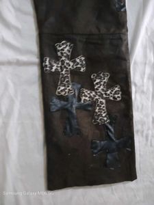 polo chrome hearts customize Gothic Print  Leather