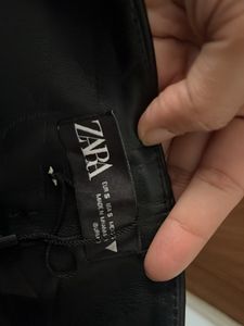 Black Zara  Faux Leather Flare Pants