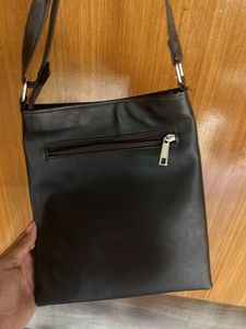 Classic drak brown pure  Leather Crossbody Bag