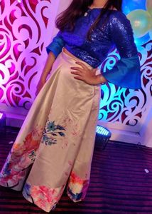 Party Wear Set With  Sequin Blouse And Skirt