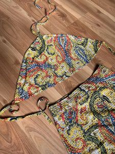 Multi Coloured And Patched Co-ord With Halter Top