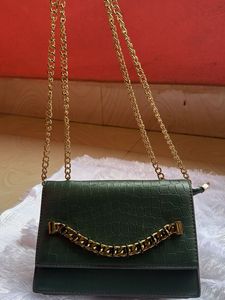 Green stylish  Embossed Chain Bag