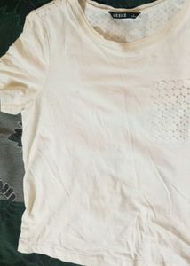 Cream Lace Pocket T-Shirt