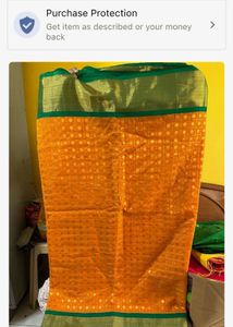 Chanderi Orange Saree with Kamar pata