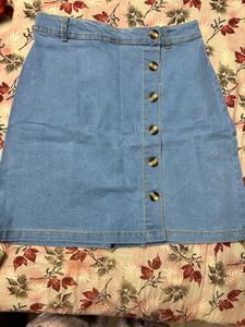 Denim Button-Front Mini Skirt
